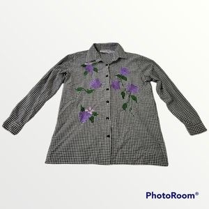 Vintage Checkered Plaid Long Sleeve Button Up